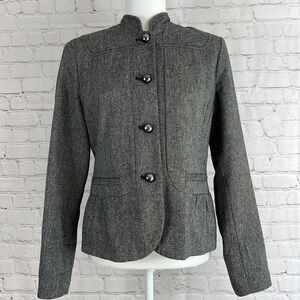 Apt. 9 Womens Grey Peplum Wool Blend Blazer Size 8